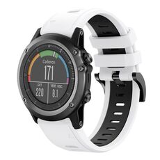 Per Garmin Fenix 3 HR 26mm Cinturino sportivo in silicone bicolore (bianco + nero)