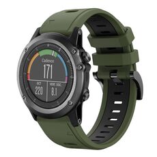 Per Garmin Fenix 3 Sapphire 26mm Cinturino sportivo in silicone bicolore (verde militare + nero)