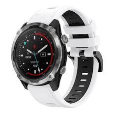 Per Garmin Descent MK 2 26mm Cinturino sportivo in silicone bicolore (bianco + nero)