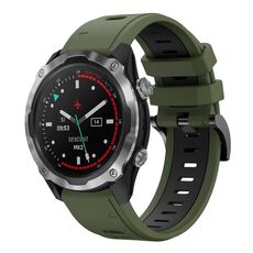 Per Garmin Descent MK 2 26mm Cinturino sportivo in silicone bicolore (verde militare + nero)