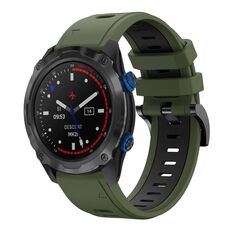 Per Garmin Descent MK 2i 26mm Cinturino sportivo in silicone bicolore (verde militare + nero)