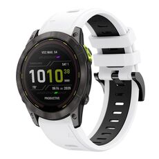 Per Garmin Enduro 2 26mm Cinturino sportivo in silicone bicolore (bianco + nero)