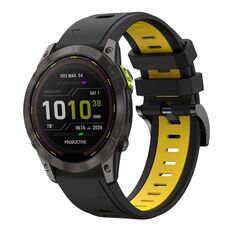Per Garmin Enduro 2 26mm Cinturino sportivo in silicone bicolore (nero + giallo)