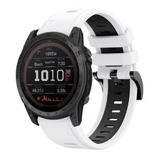 Per Garmin TACTIX 7 / 7Pro 26mm Cinturino sportivo in silicone bicolore (bianco + nero)