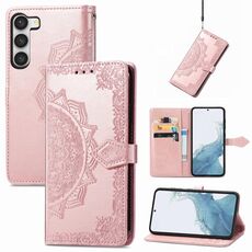 Per Samsung Galaxy S23 Plus 5G Mandala Flower Custodia in pelle goffrata (oro rosa)