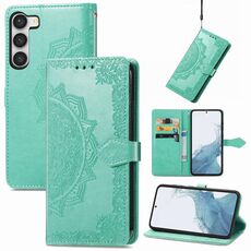 Per Samsung Galaxy S23 Plus 5G Custodia per telefono in pelle goffrata Mandala Flower (verde)