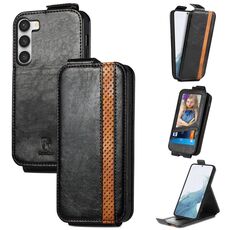 Per Samsung Galaxy S23 + 5G Splicing Wallet Card Holder Vertical Flip Custodia per telefono in pelle (nero)