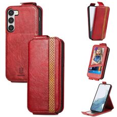 Per Samsung Galaxy S23 + 5G Splicing Wallet Card Holder Vertical Flip Custodia per telefono in pelle (rosso)