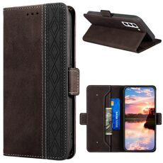 Per Samsung Galaxy S23 + 5G Custodia per telefono in pelle RFID magnetica laterale con cuciture (caffè)