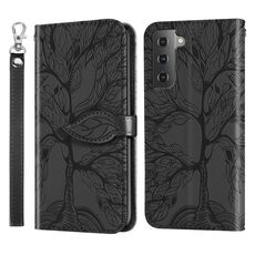 Per Samsung Galaxy S23 + 5G Life Tree Goffratura Custodia in pelle per telefono (nero)