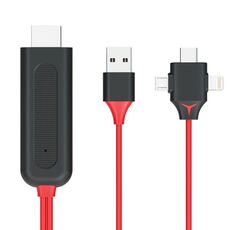 3 in 1 HDMI1080P USB/Tipo-C a HDMI Adattatore Specchio Schermo del telefono cellulare per TV/Proiettore/Monitor Compatibile con il telefono 13/12/11/S8/9/Note/8/9 e altro Fondo ordinario rosso