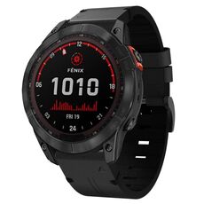 Per Garmin Fenix 7X Solar 26mm Cinturino in pelle con fibbia in acciaio (nero)