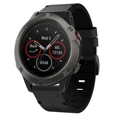Per Garmin Fenix ​​5X Sapphire 26mm Cinturino in pelle con fibbia in acciaio (nero)