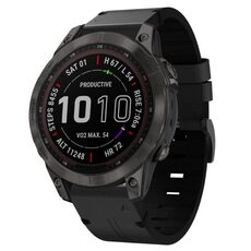 Per Garmin Fenix 7 22mm Cinturino in pelle con fibbia in acciaio (nero)