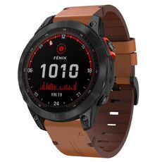 Per Garmin Fenix 7 Solar 22mm Cinturino in pelle con fibbia in acciaio (marrone)