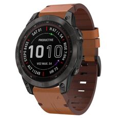 Per Garmin Fenix 7 Sapphire Solar 22mm Cinturino in pelle con fibbia in acciaio (marrone)