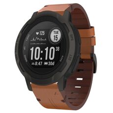 Per Garmin Instinct 2 cinturino in pelle con fibbia in acciaio da 22 mm (marrone)