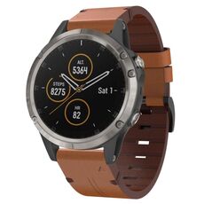 Per Garmin Fenix 5 22mm Cinturino in pelle con fibbia in acciaio (marrone)