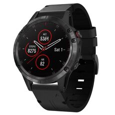 Per Garmin Fenix 5 Plus 22mm Cinturino in pelle con fibbia in acciaio (nero)