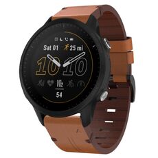 Per Garmin Forerunner 955 22mm Cinturino in pelle con fibbia in acciaio (marrone)