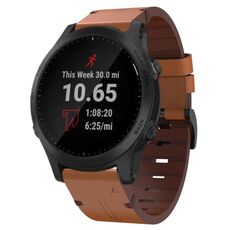 Per Garmin Forerunner 945 22mm Cinturino in pelle con fibbia in acciaio (marrone)