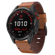 Per Garmin Fenix 7S Solar 20mm Cinturino in pelle con fibbia in acciaio (marrone)