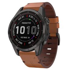 Per Garmin Fenix 7S Sapphire Solar 20mm Cinturino in pelle con fibbia in acciaio (marrone)