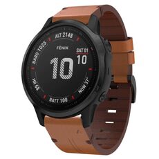 Per Garmin Fenix 6S Pro 20mm Cinturino in pelle con fibbia in acciaio (marrone)