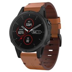 Per Garmin Fenix 5S Plus 20mm Cinturino in pelle con fibbia in acciaio (marrone)