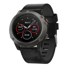 Per Garmin Fenix ​​5X Sapphire 26mm Cinturino in pelle con fibbia in acciaio (nero)