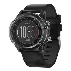 Per Garmin Fenix 3 HR 26mm Cinturino in pelle con fibbia in acciaio (nero)