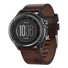 Per Garmin Fenix 3 HR 26mm Cinturino in pelle con fibbia in acciaio (marrone)