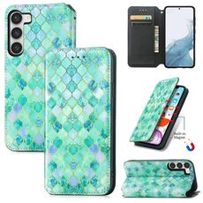 Per Samsung Galaxy S23 + 5G CaseCustodia per telefono in pelle magnetica colorata neo (verde smeraldo)