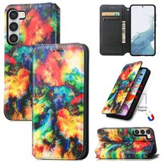 Per Samsung Galaxy S23 + 5G CaseCustodia per telefono in pelle magnetica colorata neo (nuvola colorata)