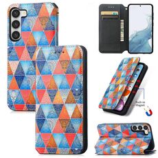 Per Samsung Galaxy S23 + 5G CaseCustodia per telefono magnetica in pelle neo colorata (Rhombus Mandala)