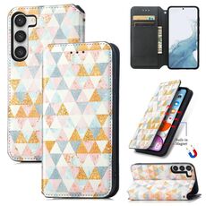 Per Samsung Galaxy S23 + 5G CaseCustodia per telefono in pelle magnetica colorata neo (rombo)