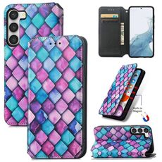 Per Samsung Galaxy S23 + 5G CaseCustodia per telefono in pelle magnetica colorata neo (scaglie viola)