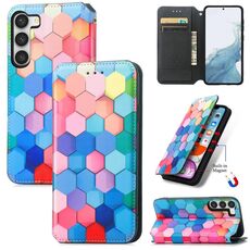 Per Samsung Galaxy S23 + 5G CaseCustodia per telefono in pelle magnetica colorata neo (cubo colorato)