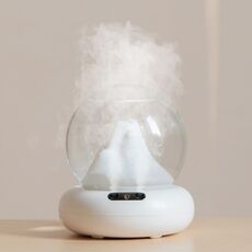 Umidificatore ricaricabile per diffusore di aromaterapia a doppio spray Mountain View con luce colorata (bianco)