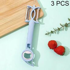 3 pezzi 7 in 1 apribottiglie peeling multifunzionale grattugia apriscatole (blu)