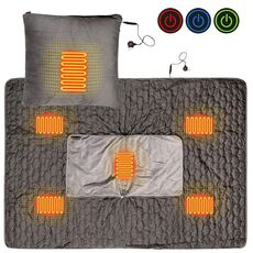 Coperta riscaldante elettrica per cuscino multifunzionale con riscaldamento intelligente USB portatile, formato libero (grigio)