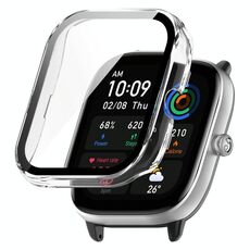 Per Amazfit GTS4 Mini PC + custodia protettiva integrata in vetro temperato (bianco trasparente)