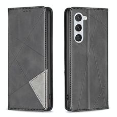 Per Samsung Galaxy S23 5G Custodia in pelle magnetica invisibile prismatica (nera)