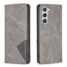 Per Samsung Galaxy S23 5G Custodia in pelle magnetica invisibile prismatica (grigio)