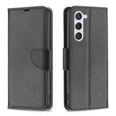 Per Samsung Galaxy S23 5G Litchi Texture Custodia in pelle di colore puro (nero)