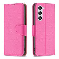 Per Samsung Galaxy S23 5G Litchi Texture Custodia in pelle di colore puro (rosa rossa)
