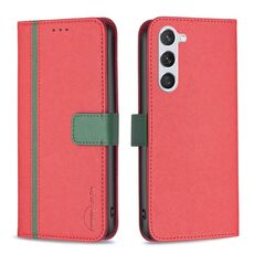 Per Samsung Galaxy S23 5G BF13 Custodia per telefono in pelle a trama incrociata abbinata a colori (rosso)