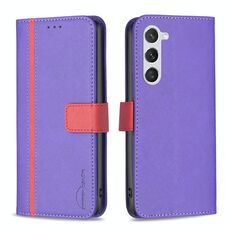 Per Samsung Galaxy S23 5G BF13 Custodia per telefono in pelle a trama incrociata abbinata a colori (viola)