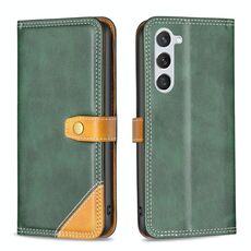 Per Samsung Galaxy S23 5G Custodia per telefono in pelle con doppio filo per cucire abbinata a colori (verde)