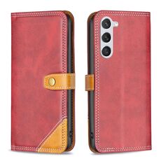 Per Samsung Galaxy S23 5G Custodia per telefono in pelle con doppio filo per cucire abbinata a colori (rosso)
